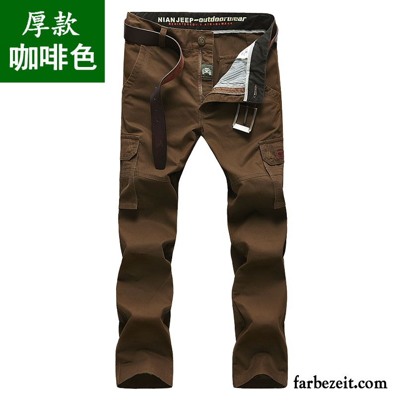 Chino Weiß Herren Hose Freizeit Winter Werkzeugbau Lose Baumwolle Herbst Draussen Rein Multi-tasche Lange Sale