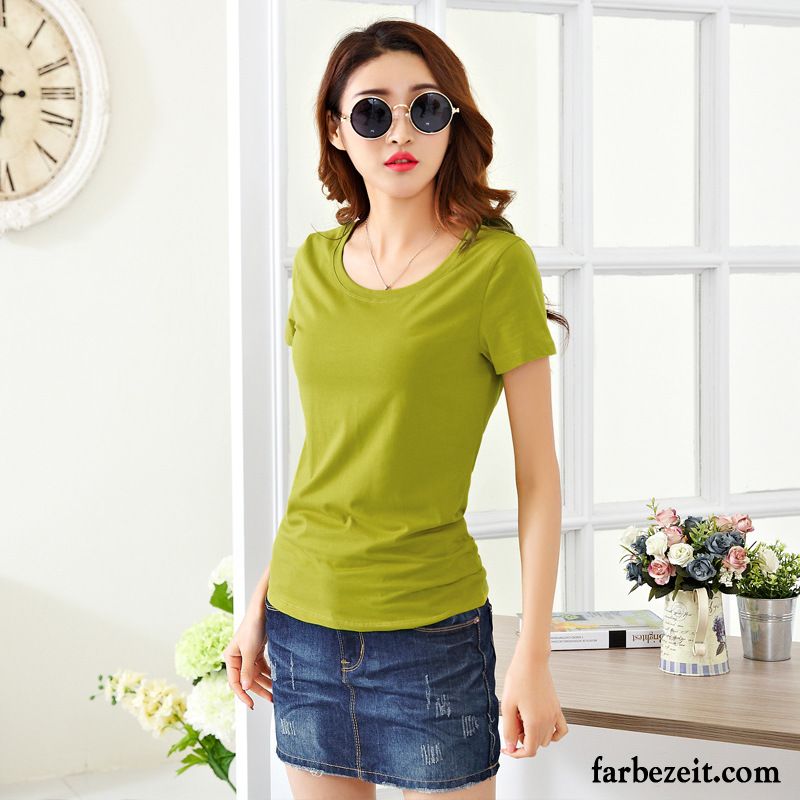 Coole Damen Shirts Sommer T-shirts Rein Neu Baumwolle Unteres Hemd Günstig