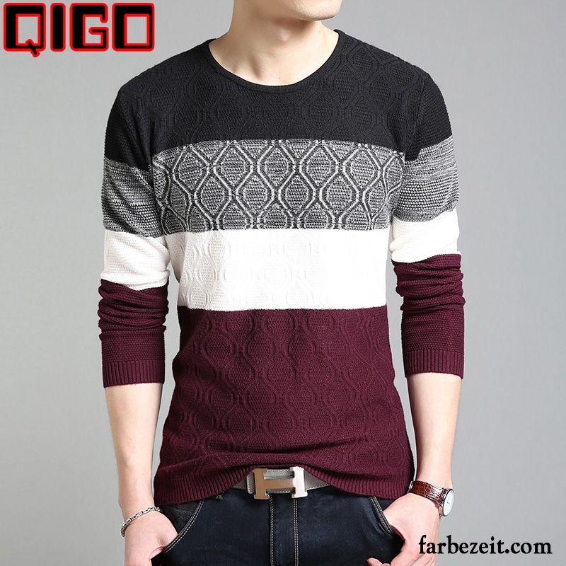 Coole Herren Pullover Schlank Unteres Hemd Trend Neu Strickwaren Feder T-shirts Lange Ärmel Herbst Jugend Rabatt