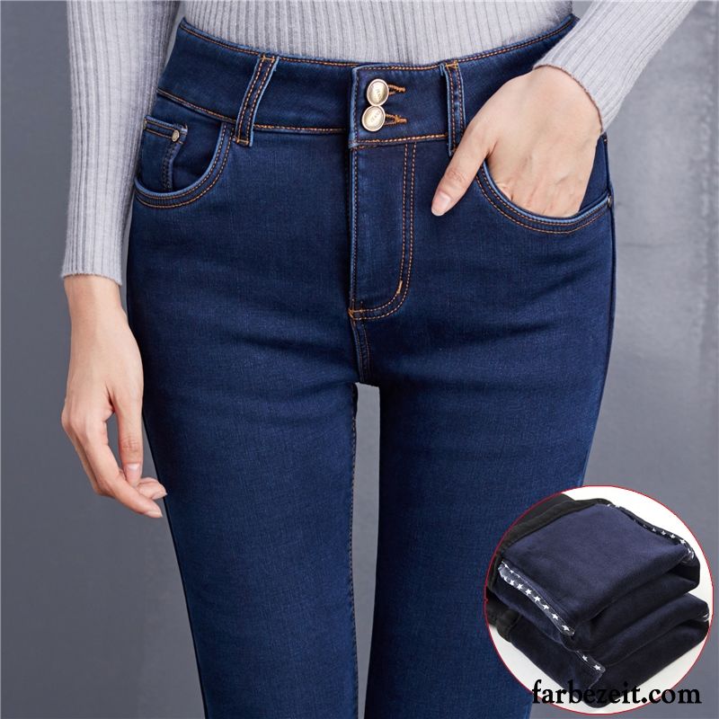 Coole Jeans Für Frauen Bleistift Hose Warme Neu Verdickung Dünn Schwarz Winter Schlank Damen Plus Samt Jeans