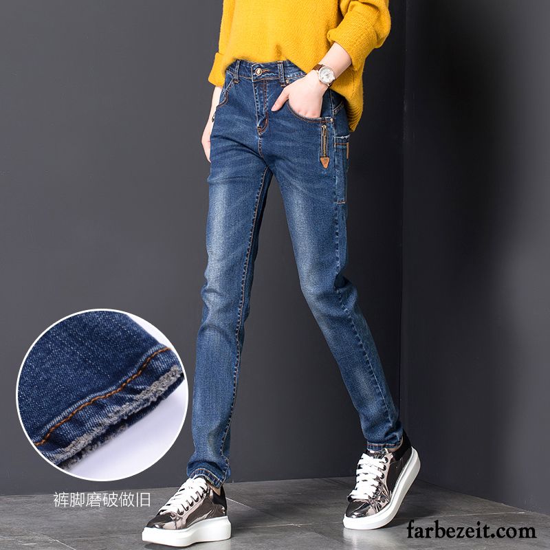 Coole Jeans Für Frauen Harlan Dünn Hose Damen Hohe Taille Trend Neu Winterkleidung Jeans Plus Samt Billig