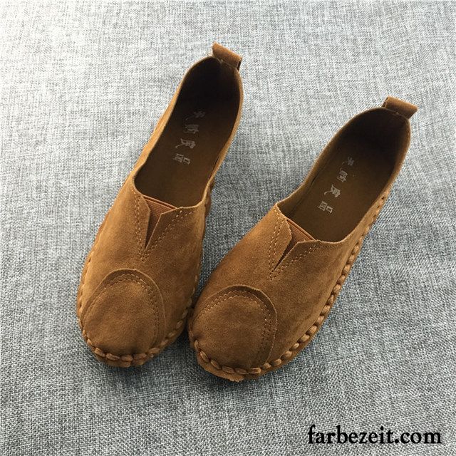 Cowboy Schuhe Damen Herbst Halbschuhe Schüler Runde Zehe Casual Feder Gemütlich Gefrostet Flache Schuhe Neue Schnürschuhe Billig