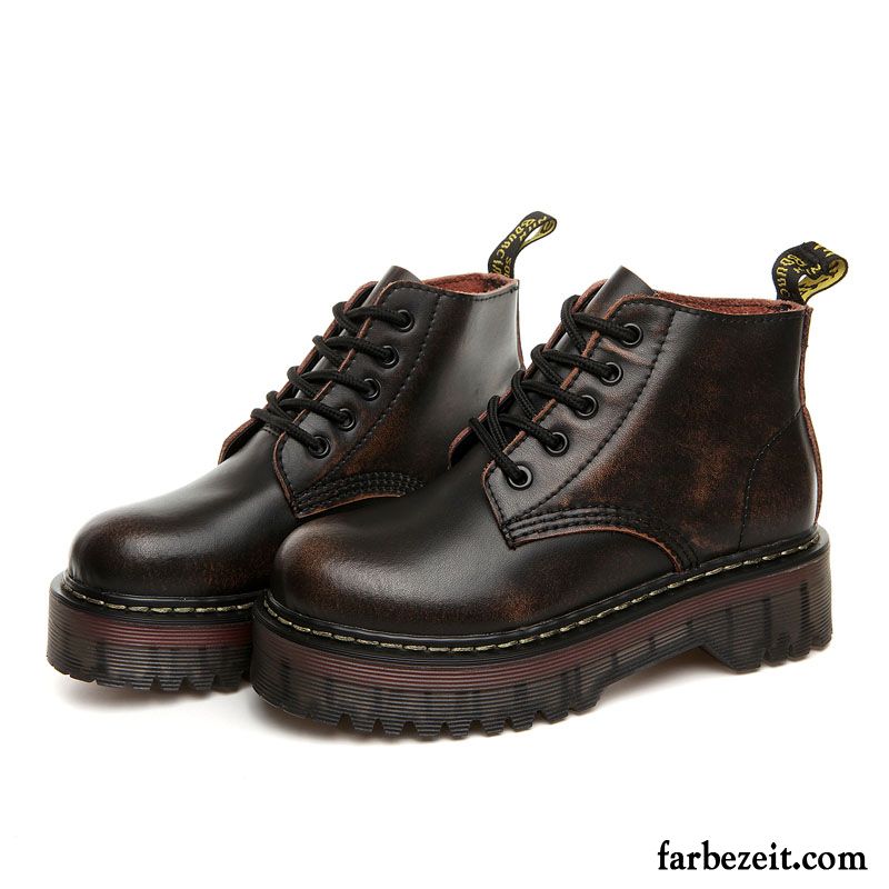 Cowboystiefel Damen Günstig Schüler Schnürung Herbst England Plateauschuhe Retro Echtleder Feder Dicke Sohle Kurze Martin Stiehlt Kaufen