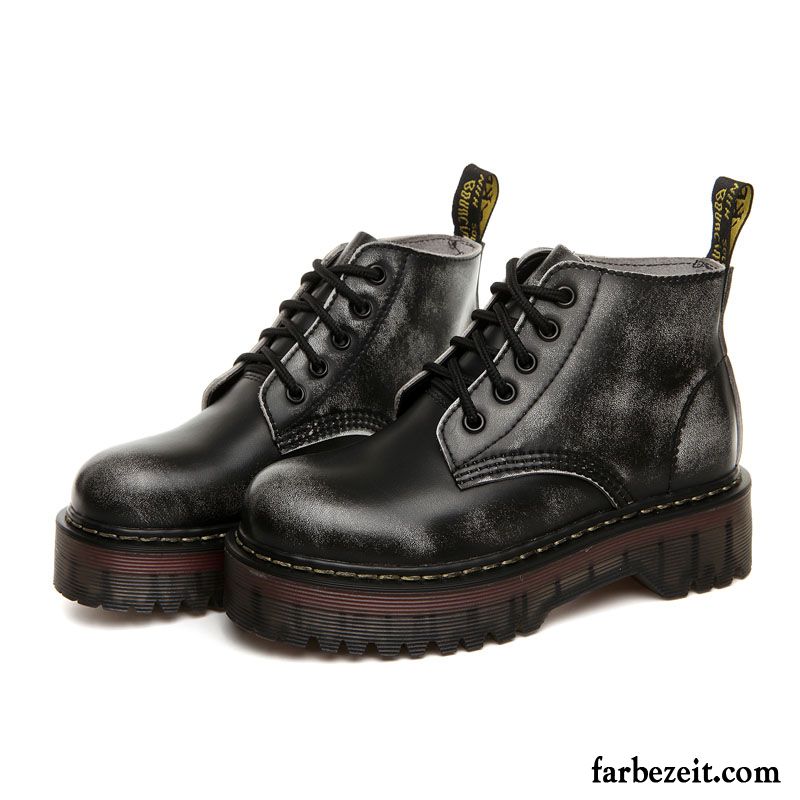 Cowboystiefel Damen Günstig Schüler Schnürung Herbst England Plateauschuhe Retro Echtleder Feder Dicke Sohle Kurze Martin Stiehlt Kaufen