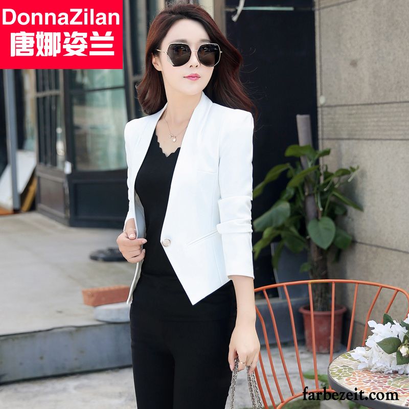 Damen Chiffon Blazer Anzüge Kostüm Schlank Freizeit Allgleiches Dünn Herbst Neu Bolero Günstig