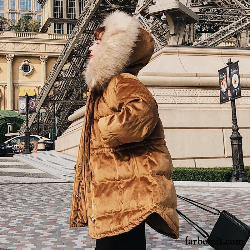 Damen Daunenjacke Grün Golden Kurzer Absatz Trend Blau Verdickung Schüler Lose Winter Überzieher Baumwolle Neu Billig