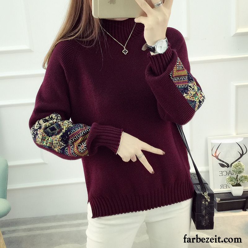 Damen Feinstrickpullover Lange Ärmel Neu Trend Lose Winter Rollkragen Strickwaren Herbst Kurzer Absatz Unteres Hemd Günstig