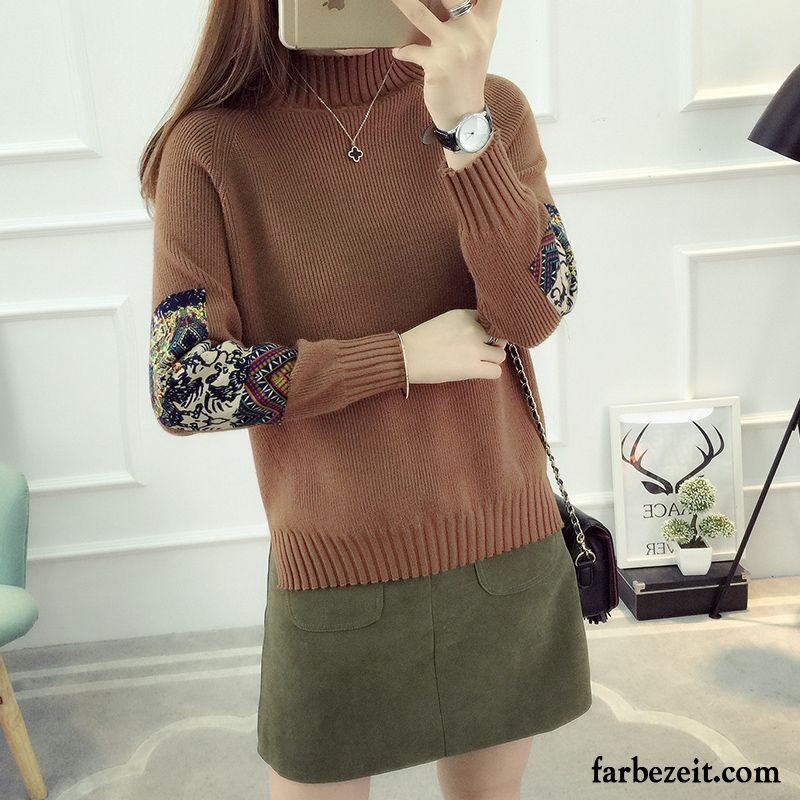 Damen Feinstrickpullover Lange Ärmel Neu Trend Lose Winter Rollkragen Strickwaren Herbst Kurzer Absatz Unteres Hemd Günstig