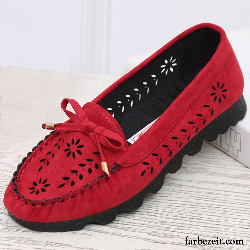 Damen Hausschuhe Leder Neue Schnürschuhe Rot Halbschuhe Schwarz Flache Tuch Schuhe Große Größe Original Casual Verkaufen