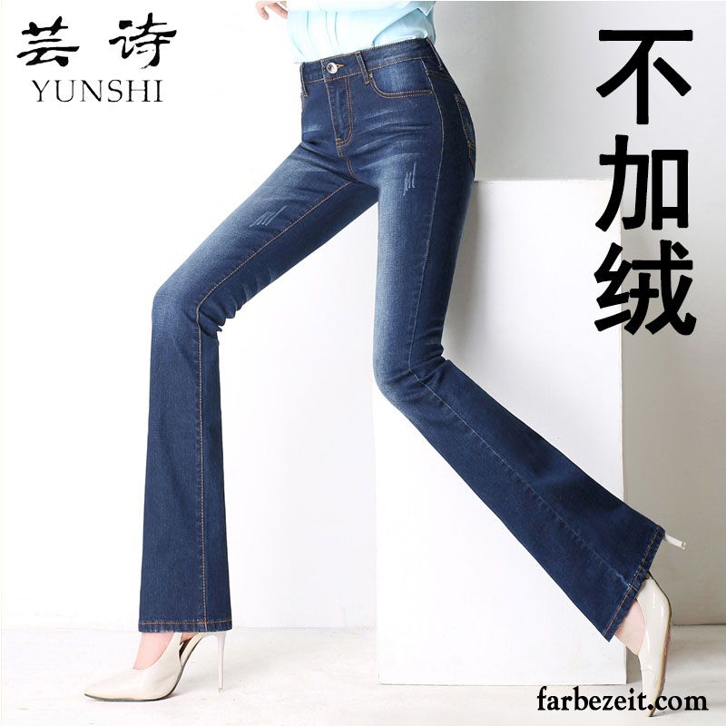 Damen Jeans Online Shop Herbst Winter Jeans Weites Bein Leicht Schwarz Hohe Taille Hose Plus Samt Schlank Verdickung Günstig