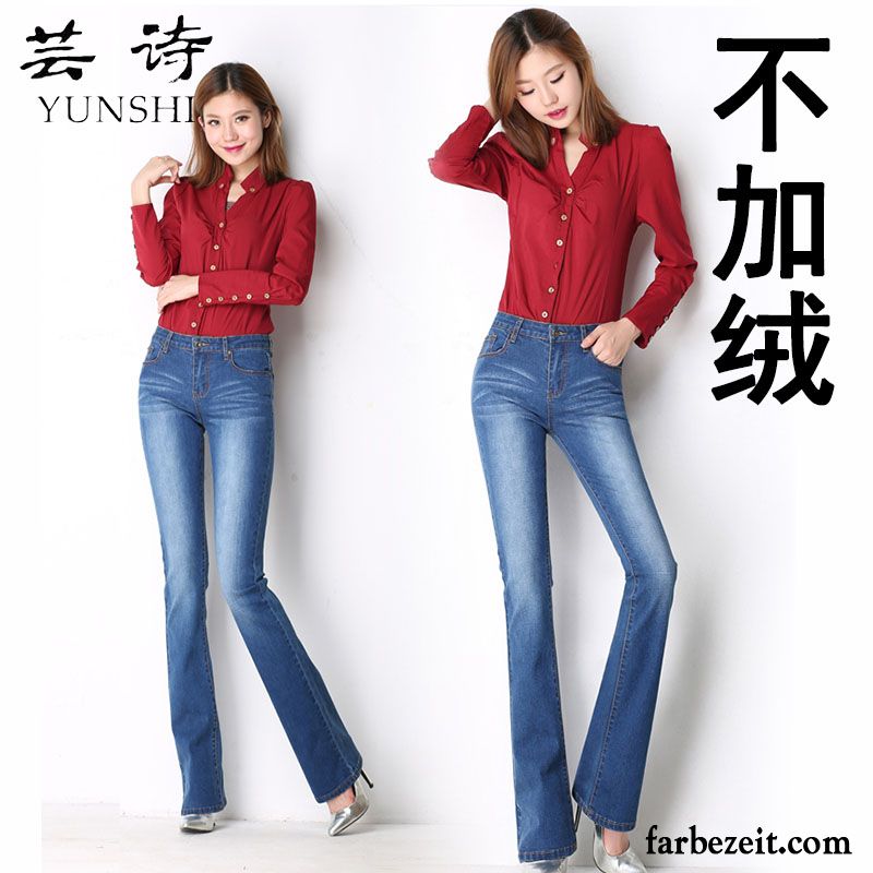 Damen Jeans Online Shop Herbst Winter Jeans Weites Bein Leicht Schwarz Hohe Taille Hose Plus Samt Schlank Verdickung Günstig