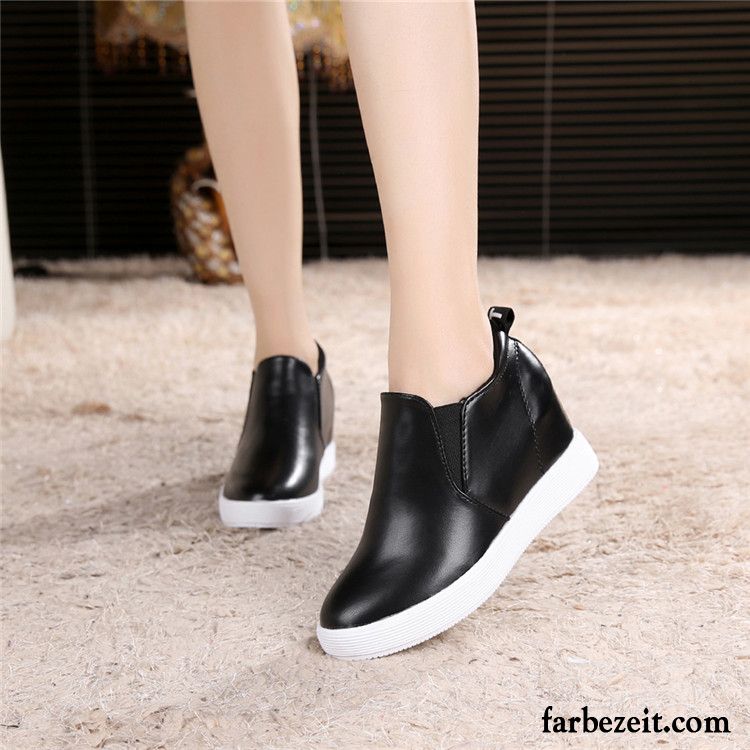 Damen Schnürschuhe Leder Erhöht Keilschuhe Dicke Sohle Feder Mode Trend Schnürschuhe Neue Halbschuhe Casual