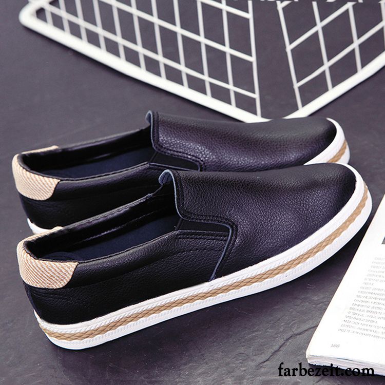 Damen Schnürschuhe Schwarz Skaterschuhe Faul Flache Trend Casual Weiß Schwarz Slip-on Halbschuhe Feder Leder Kaufen