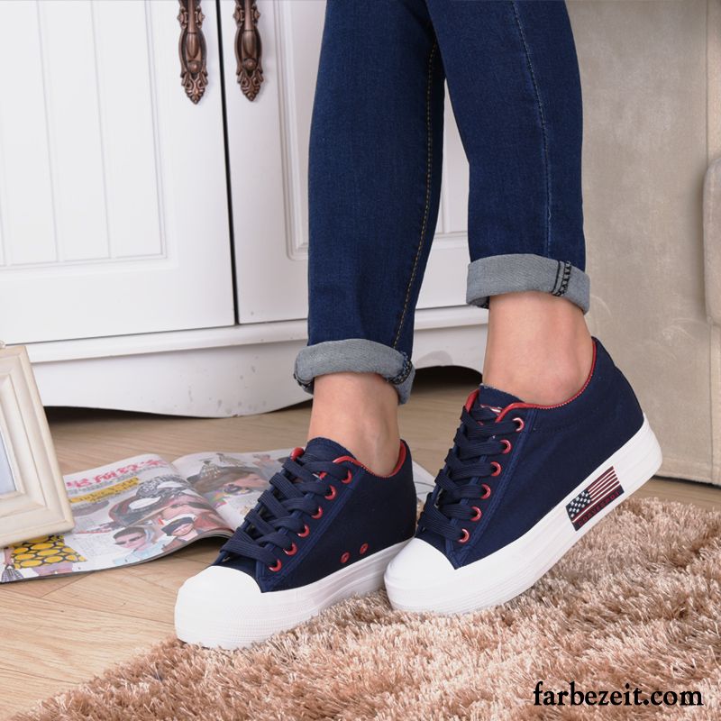 Damen Sportschuhe Günstig Skaterschuhe Niedrig Rot Casual Dicke Sohle Schüler Erhöht Schnürschuhe Tuch Schuhe Feder Günstig