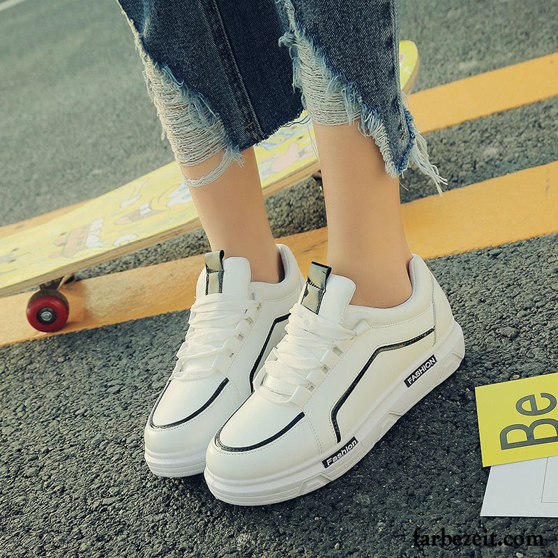 Damen Sportschuhe Sale Leder Tuch Schuhe Feder Sommer Schnürung Skaterschuhe Schüler Casual Flache Allgleiches Weiß Günstig