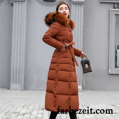 Damen Steppjacke Dunkelblau Mit Kapuze Langer Abschnitt Überzieher Daunenjacke Dünn Sonderangebot Schlank Ausverkauf Rote Neu Sale