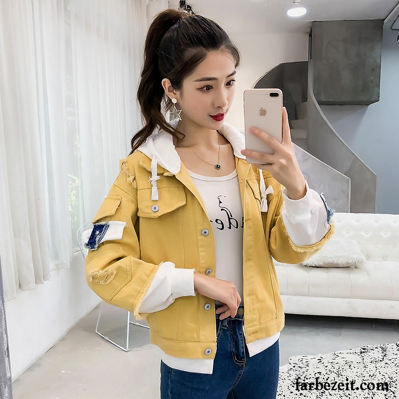 Damen Steppjacken Online Shop Mantel Lange Ärmel Jacke Schüler Herbst Dünn Winter Adretten Stil Überzieher Gelb Lose Neu Mit Kapuze Günstig