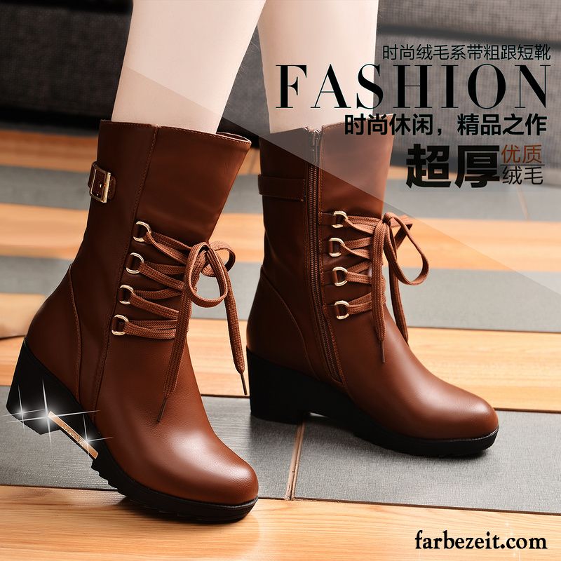 Damen Stiefeletten Schwarz Dick Plus Samt Martin Stiehlt Herbst Schuhe Allgleiches Neue Winter Trend