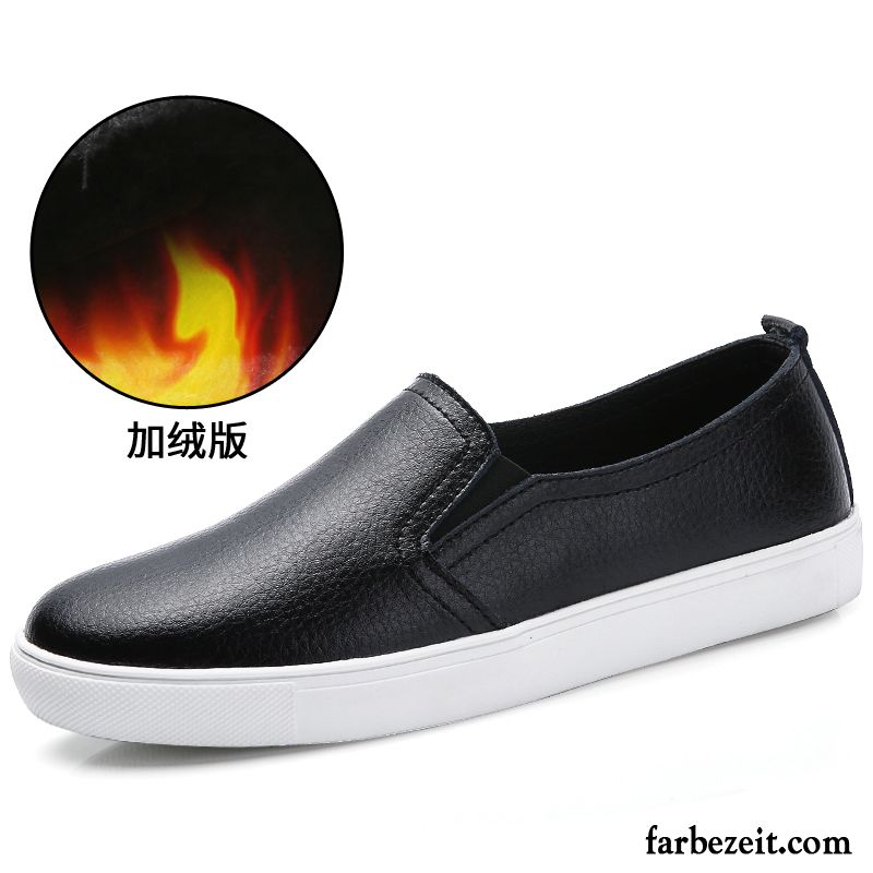 Damenstiefel Schwarz Casual Faul Schuhe Slip-on Echtleder Lederschuhe Herbst Flache Damen Feder Schwarz Halbschuhe Schnürschuhe Günstig