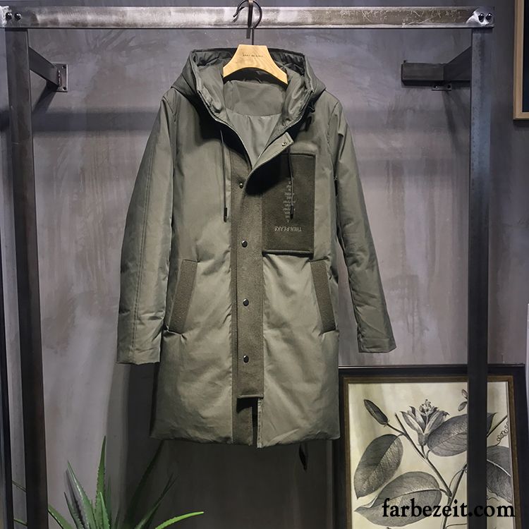 Daunen Winterjacke Herren Daunenjacke Langer Abschnitt Ausverkauf Mit Kapuze Original Mäntel Trend Schlank