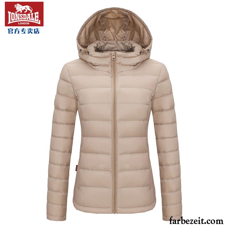 Daunenjacke Khaki Damen Daunenjacke Kapuze Dünn Neu Licht Winter Schlank Kurzer Absatz Günstig