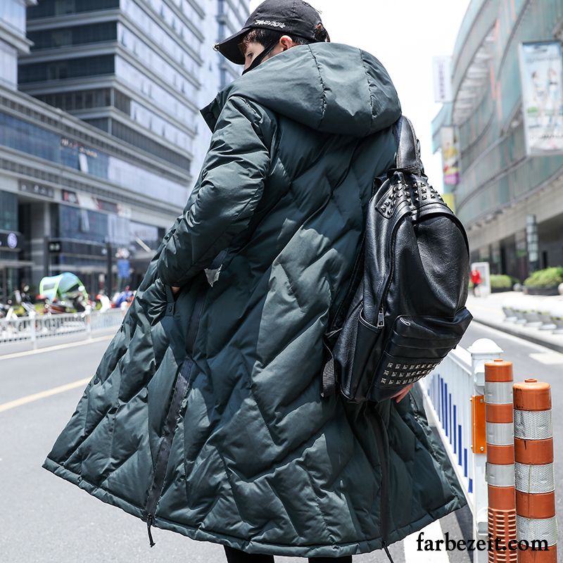 Daunenjacke Mit Fellkapuze Herren Mit Kapuze Verdickung Winter Baumwolle Lose Langer Abschnitt Trend Baumwollgepolsterte Rote Überzieher