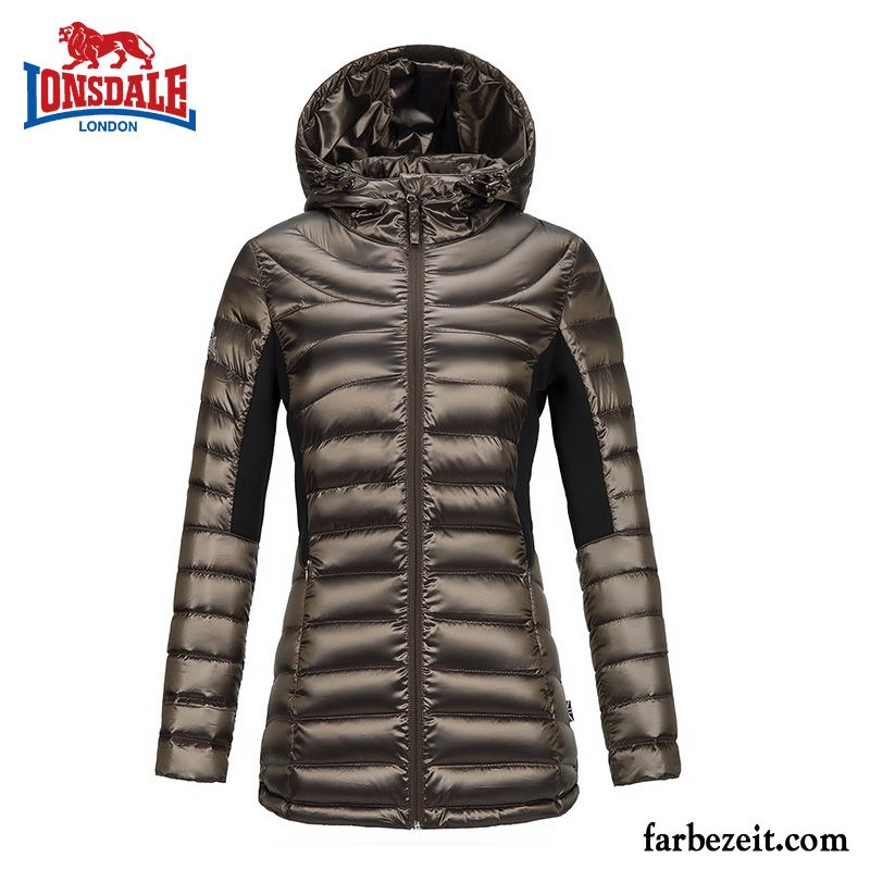 Daunenjacke Taupe Damen Ultra Draussen Langer Abschnitt Licht Baumwolle Ausverkauf Kapuze Dünn Schlank Daunenjacke Sonderangebot Kaufen