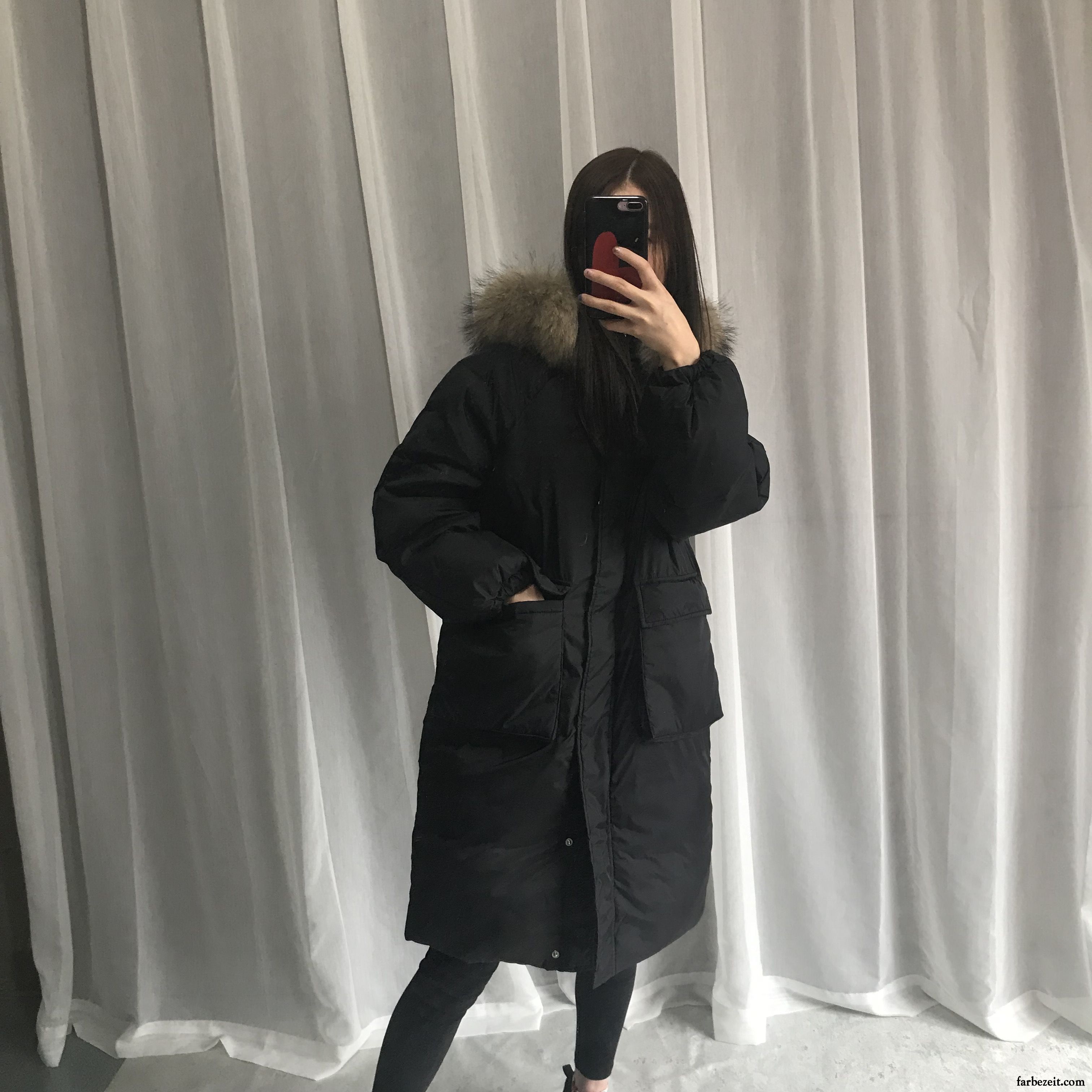 Daunenweste Damen Günstig Winter Langer Abschnitt Daunenjacke Trend Gelb Pelz Kragen Lose Großer Pelzkragen Große Größe Neu Sale