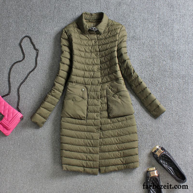 Daunenweste Schwarz Damen Licht Schlank Einreihige Taste Neu Überzieher Herbst Revers Winter Daunenjacke Dünn Langer Abschnitt Kaufen