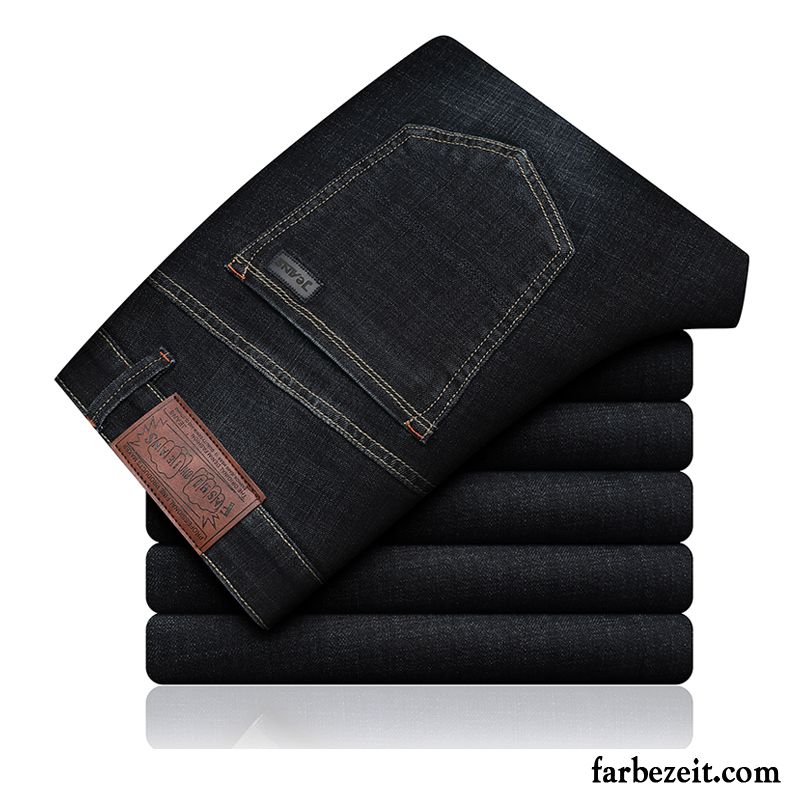 Denim Jeans Herren Trend Hose Dünn Lange Jeans Sommer Schwarz Lose Gerade Elastisch Schlank Herbst Neu