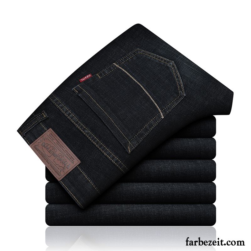 Denim Jeans Herren Trend Hose Dünn Lange Jeans Sommer Schwarz Lose Gerade Elastisch Schlank Herbst Neu