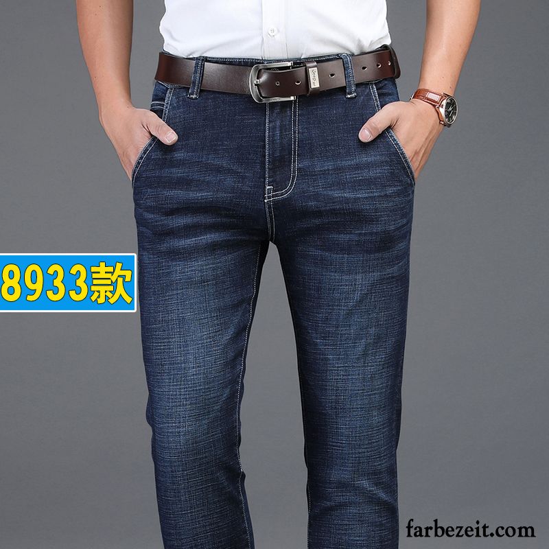 Denim Jeans Herren Trend Hose Dünn Lange Jeans Sommer Schwarz Lose Gerade Elastisch Schlank Herbst Neu