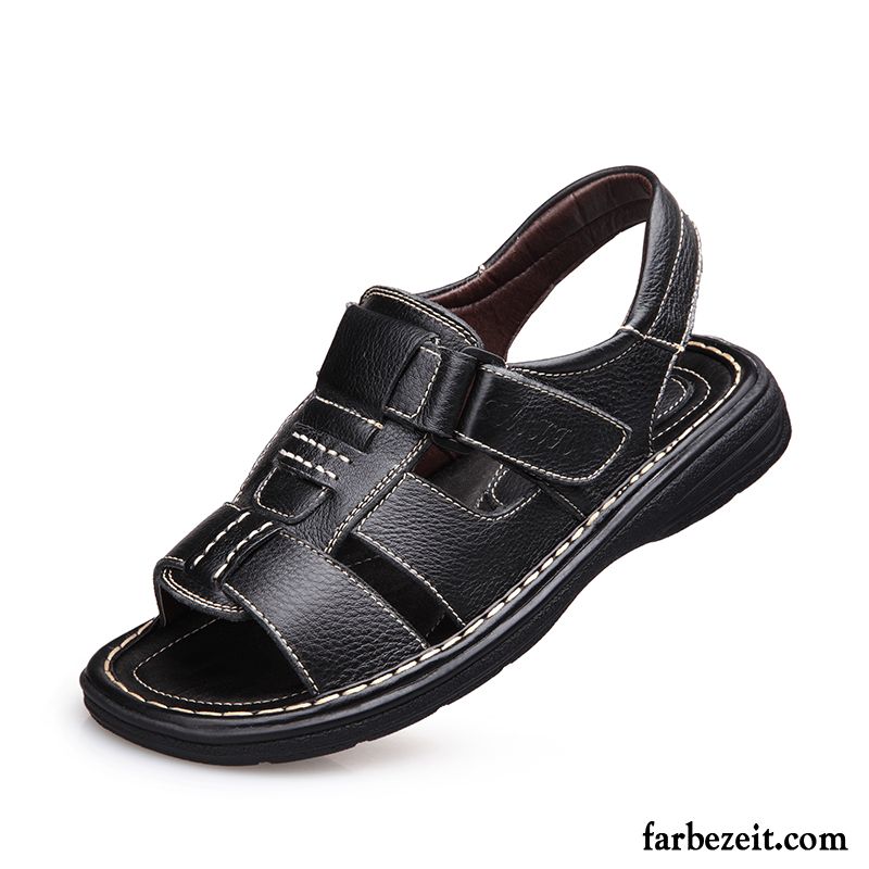 Flip Flops Herren Echtleder Rutschsicher Sommer Strand Casual Oberleder Schuhe Sandalen