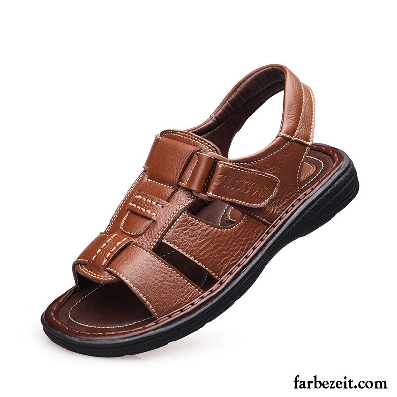 Flip Flops Herren Echtleder Rutschsicher Sommer Strand Casual Oberleder Schuhe Sandalen