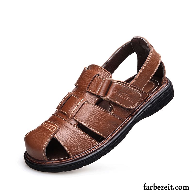 Flip Flops Herren Echtleder Rutschsicher Sommer Strand Casual Oberleder Schuhe Sandalen