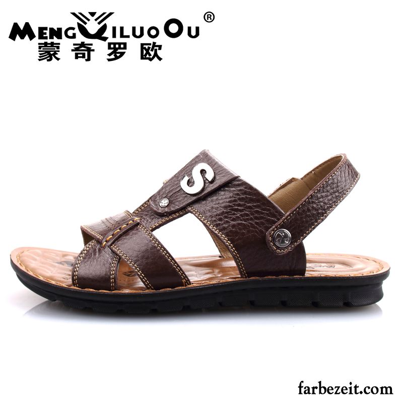 Flip Flops Herren Leder Neue Sandalen Casual Schuhe Echtleder Strand Sommer Rutschsicher Atmungsaktiv Sale