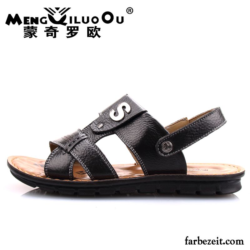 Flip Flops Herren Leder Neue Sandalen Casual Schuhe Echtleder Strand Sommer Rutschsicher Atmungsaktiv Sale