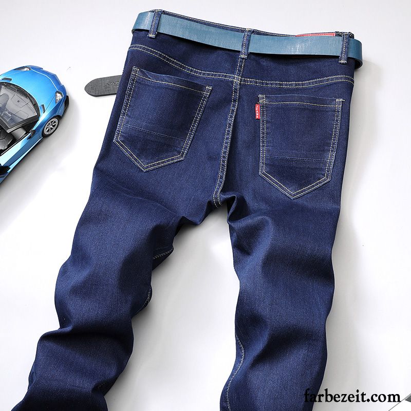 Destroyed Jeans Herren Schwarz Elastisch Hose Jeans Lange Neu Große Größe Gerade Jugend Schlank Freizeit Blau Herbst