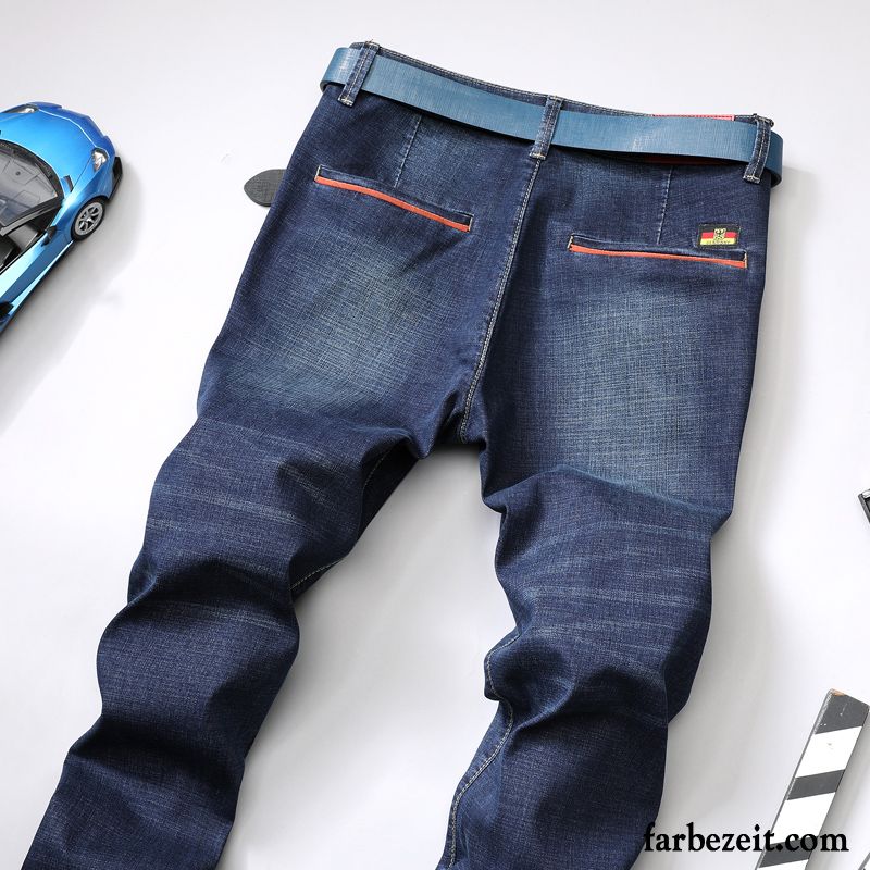 Destroyed Jeans Herren Schwarz Elastisch Hose Jeans Lange Neu Große Größe Gerade Jugend Schlank Freizeit Blau Herbst