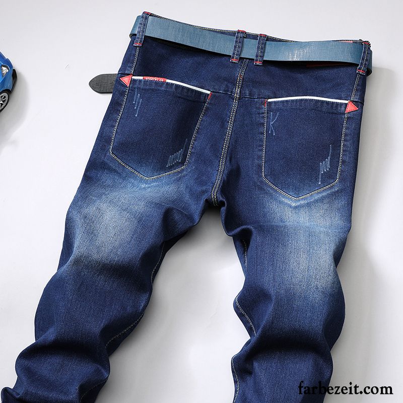 Destroyed Jeans Herren Schwarz Elastisch Hose Jeans Lange Neu Große Größe Gerade Jugend Schlank Freizeit Blau Herbst