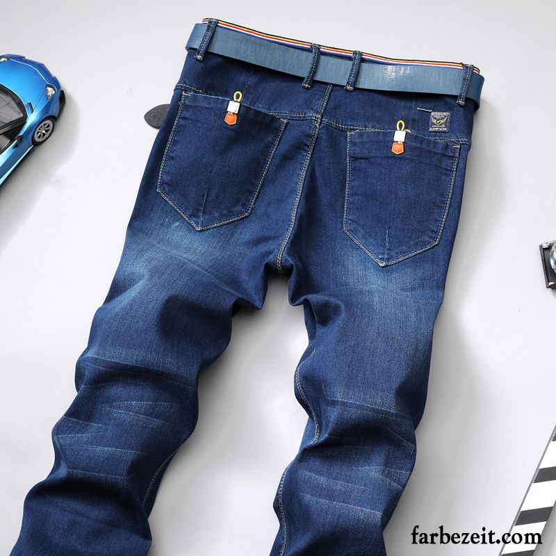 Destroyed Jeans Herren Schwarz Elastisch Hose Jeans Lange Neu Große Größe Gerade Jugend Schlank Freizeit Blau Herbst