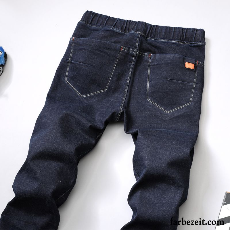 Destroyed Jeans Herren Schwarz Elastisch Hose Jeans Lange Neu Große Größe Gerade Jugend Schlank Freizeit Blau Herbst