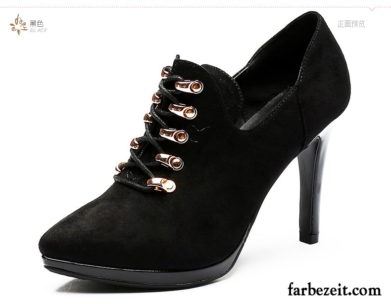 Dunkelblaue Schuhe Pumps Metall Neue Schuhe Schnürung Damen Hochhackigen Schnürschuhe Tief Herbst Günstig