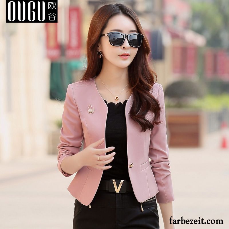 Durchsichtige Blazer Trend Lange Ärmel Feder Damen Anzüge Rundausschnitt Herbst Allgleiches Schlank Bolero