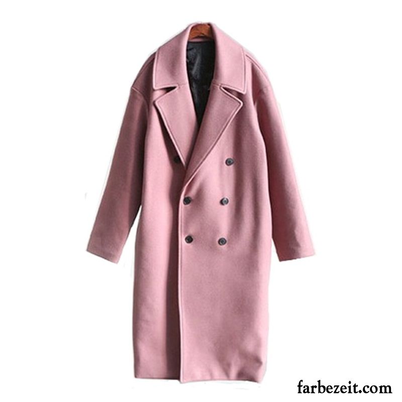 Echtfell Jacke Herren Langer Abschnitt Mäntel Rosa Neue Überzieher Schaltflächen Sortieren Trend Winter Wolle Herbst Kaschmir Lose Günstig