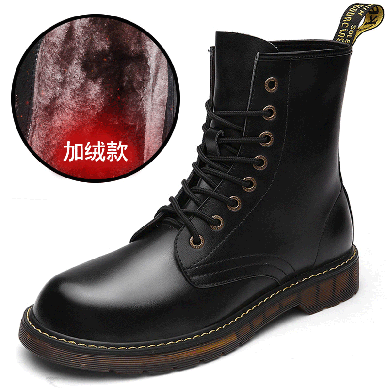 Elegant Männer Schuhe Cargo Kurze Retro Baumwolle Schuhe England Winter Herren Echtleder Große Größe Martin Stiehlt Thermische Hohe Plus Samt Verkaufen