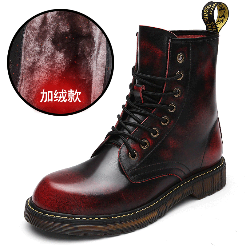 Elegant Männer Schuhe Cargo Kurze Retro Baumwolle Schuhe England Winter Herren Echtleder Große Größe Martin Stiehlt Thermische Hohe Plus Samt Verkaufen