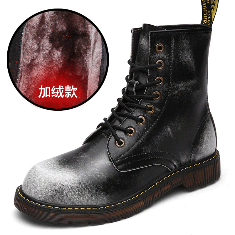 Elegant Männer Schuhe Cargo Kurze Retro Baumwolle Schuhe England Winter Herren Echtleder Große Größe Martin Stiehlt Thermische Hohe Plus Samt Verkaufen