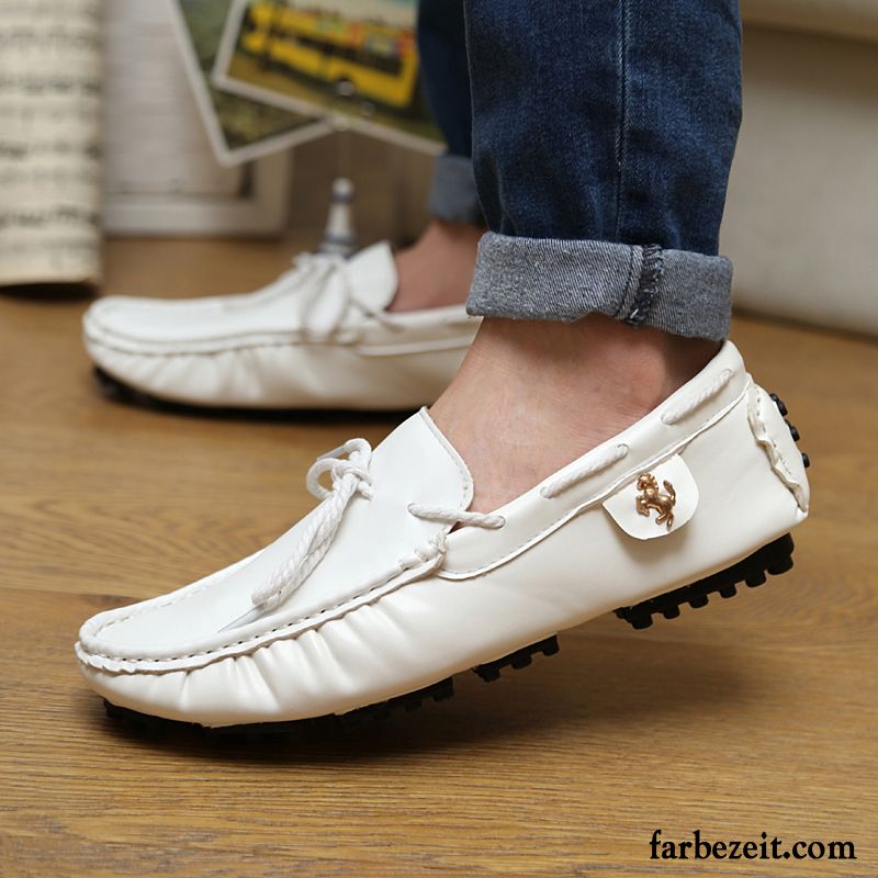 Elegant Schuhe Herren Jugend Faul Allgleiches Sommer Casual England Lederschue Slip-on Schuhe Trend