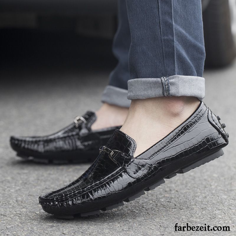 Elegant Schuhe Herren Jugend Faul Allgleiches Sommer Casual England Lederschue Slip-on Schuhe Trend